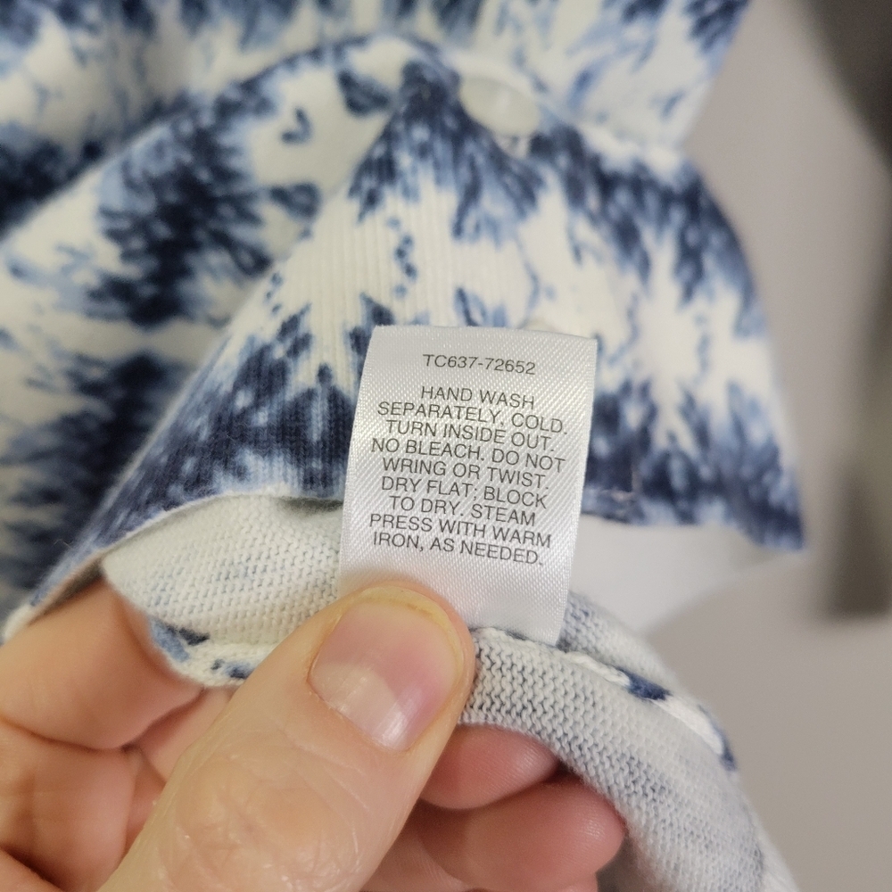 Pendleton Cardigan Sweater 100% Cotton Womens Small Blue White Button Front - Picture 8 of 8